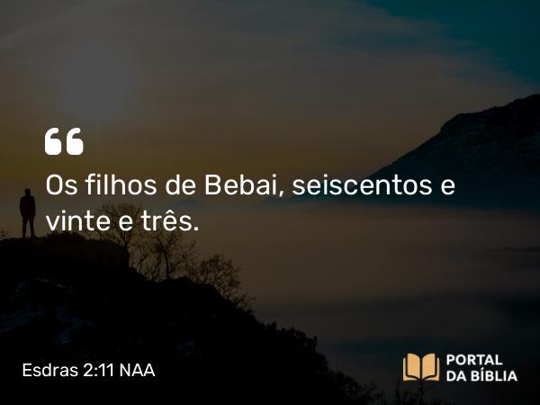 Esdras 2:11 NAA - Os filhos de Bebai, seiscentos e vinte e três.