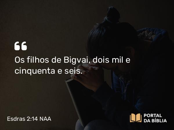 Esdras 2:14 NAA - Os filhos de Bigvai, dois mil e cinquenta e seis.