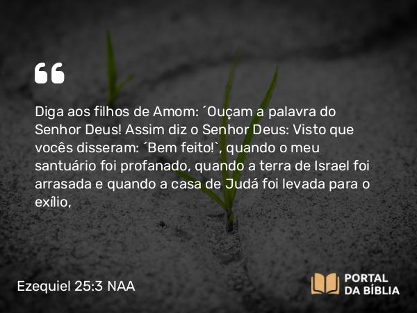 Ezequiel 25:3 NAA - Diga aos filhos de Amom: 