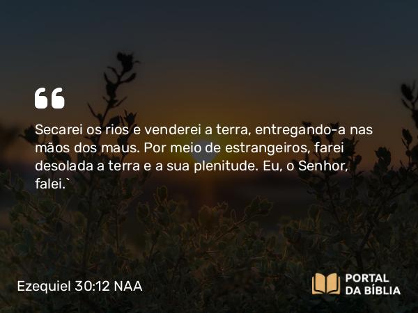 Ezequiel 30:12 NAA - Secarei os rios e venderei a terra, entregando-a nas mãos dos maus. Por meio de estrangeiros, farei desolada a terra e a sua plenitude. Eu, o Senhor, falei.