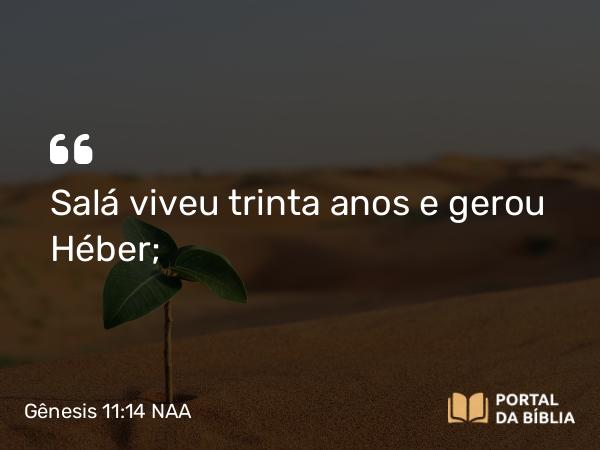 Gênesis 11:14 NAA - Salá viveu trinta anos e gerou Héber;