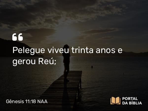 Gênesis 11:18 NAA - Pelegue viveu trinta anos e gerou Reú;