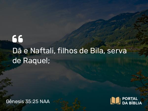 Gênesis 35:25 NAA - Dã e Naftali, filhos de Bila, serva de Raquel;