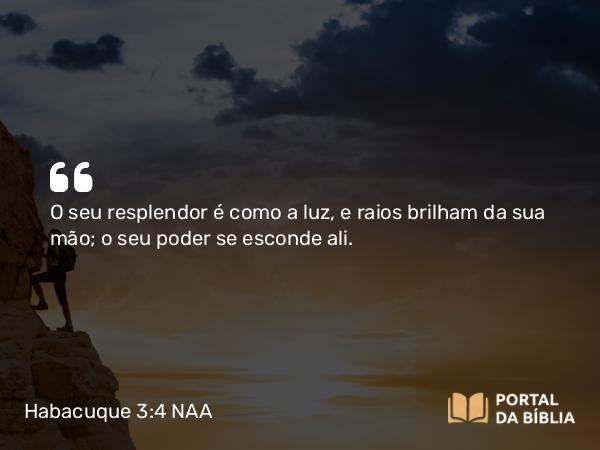 Habacuque 3:4 NAA - O seu resplendor é como a luz, e raios brilham da sua mão; o seu poder se esconde ali.