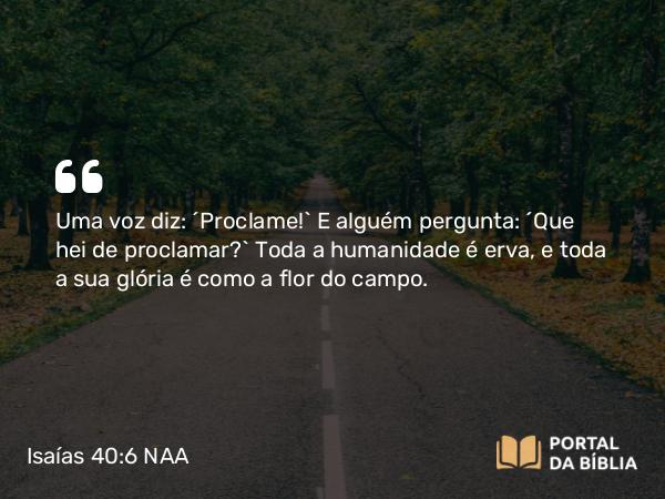 Isaías 40:6-7 NAA - Uma voz diz: 