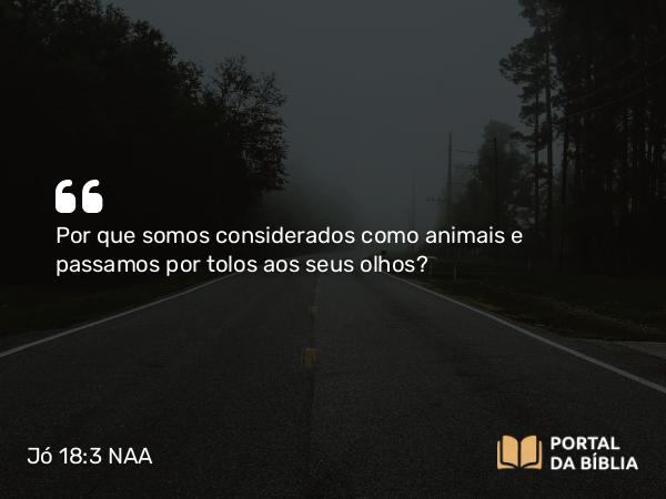 Jó 18:3 NAA - Por que somos considerados como animais e passamos por tolos aos seus olhos?