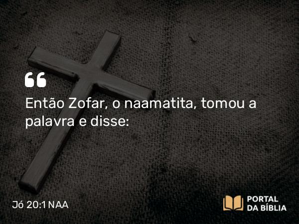 Jó 20:1 NAA - Então Zofar, o naamatita, tomou a palavra e disse: