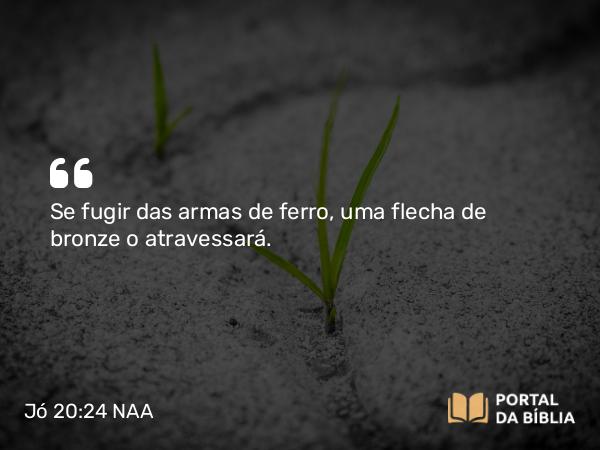 Jó 20:24 NAA - Se fugir das armas de ferro, uma flecha de bronze o atravessará.