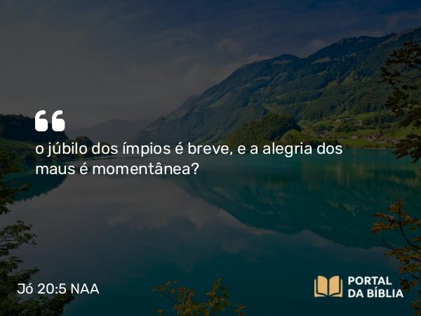 Jó 20:5 NAA - o júbilo dos ímpios é breve, e a alegria dos maus é momentânea?