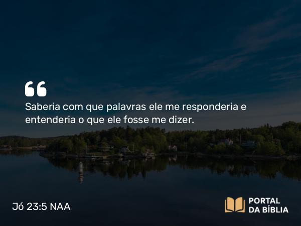 Jó 23:5 NAA - Saberia com que palavras ele me responderia e entenderia o que ele fosse me dizer.