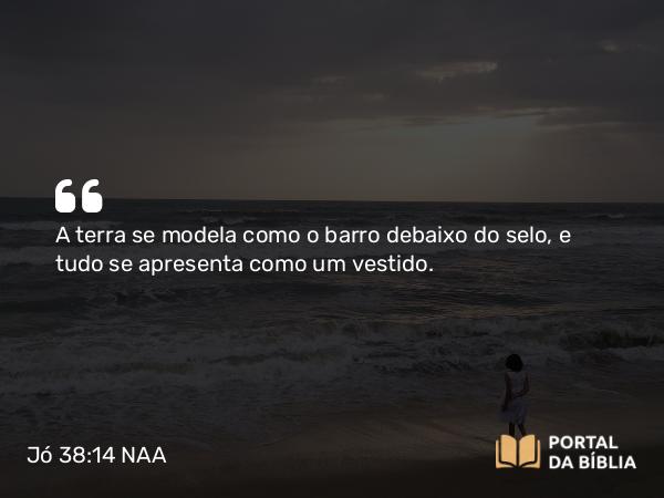 Jó 38:14 NAA - A terra se modela como o barro debaixo do selo, e tudo se apresenta como um vestido.