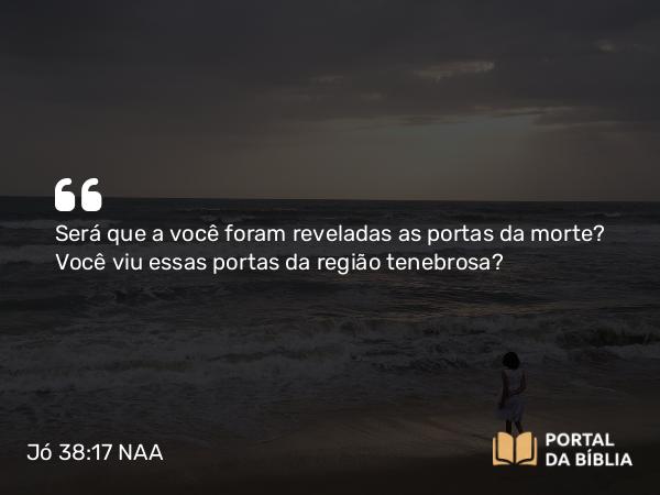 Jó 38:17 NAA - Será que a você foram reveladas as portas da morte? Você viu essas portas da região tenebrosa?