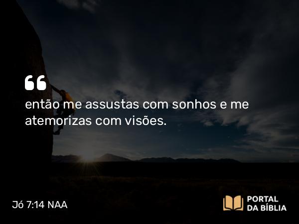 Jó 7:14 NAA - então me assustas com sonhos e me atemorizas com visões.