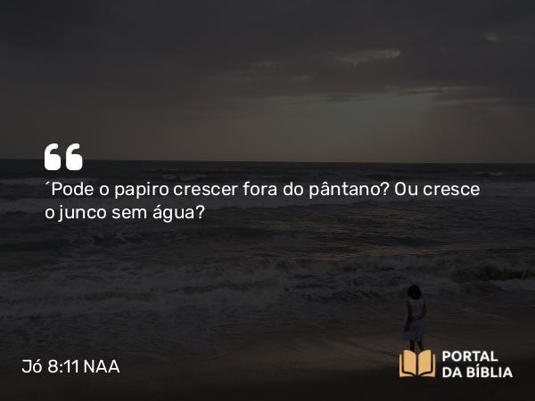 Jó 8:11 NAA - ‘Pode o papiro crescer fora do pântano? Ou cresce o junco sem água?