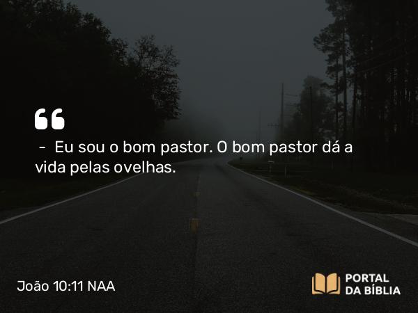 João 10:11 NAA - — Eu sou o bom pastor. O bom pastor dá a vida pelas ovelhas.