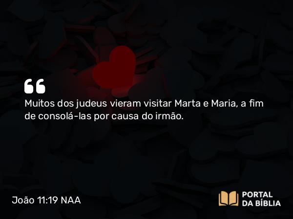 João 11:19 NAA - Muitos dos judeus vieram visitar Marta e Maria, a fim de consolá-las por causa do irmão.