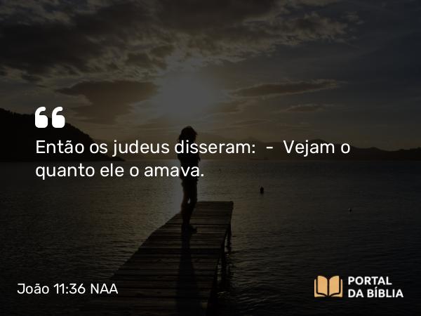 João 11:36 NAA - Então os judeus disseram: — Vejam o quanto ele o amava.