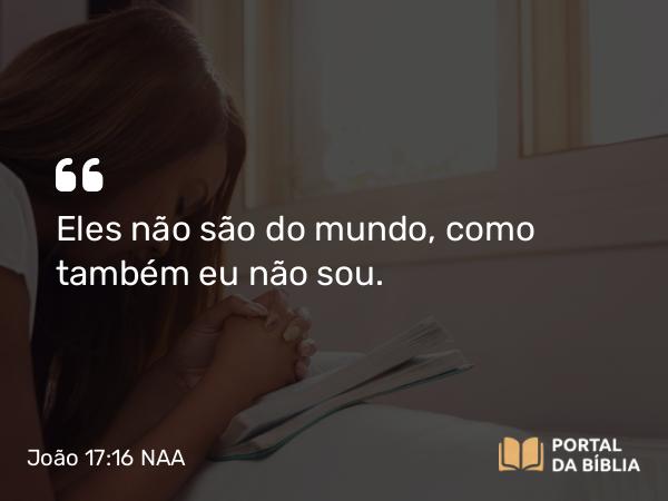 João 17:16 NAA - Eles não são do mundo, como também eu não sou.