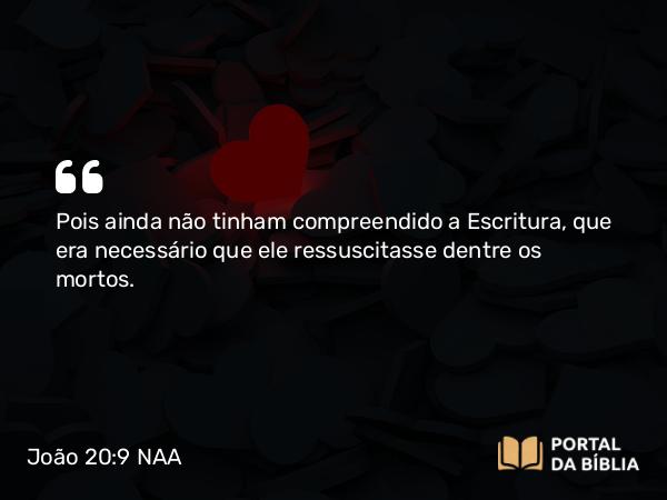 João 20:9 NAA - Pois ainda não tinham compreendido a Escritura, que era necessário que ele ressuscitasse dentre os mortos.