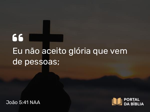 João 5:41 NAA - Eu não aceito glória que vem de pessoas;