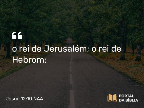 Josué 12:10 NAA - o rei de Jerusalém; o rei de Hebrom;