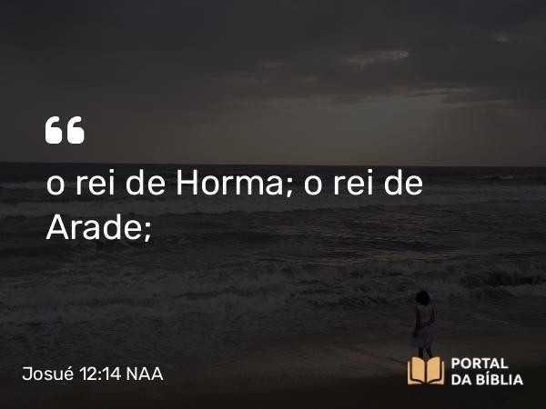 Josué 12:14 NAA - o rei de Horma; o rei de Arade;