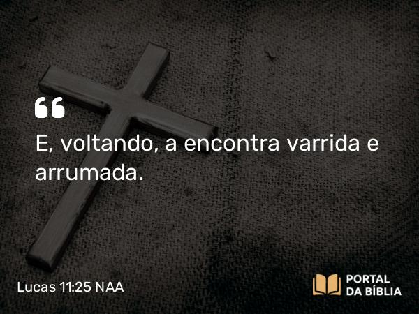 Lucas 11:25 NAA - E, voltando, a encontra varrida e arrumada.