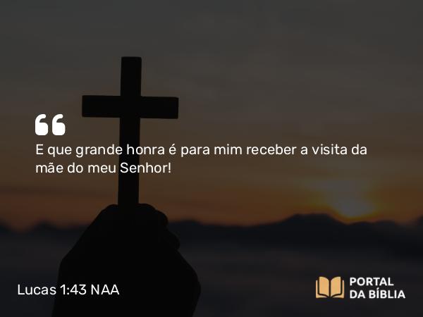 Lucas 1:43 NAA - E que grande honra é para mim receber a visita da mãe do meu Senhor!