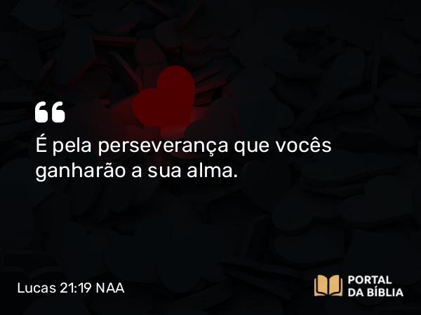 Lucas 21:19 NAA - É pela perseverança que vocês ganharão a sua alma.