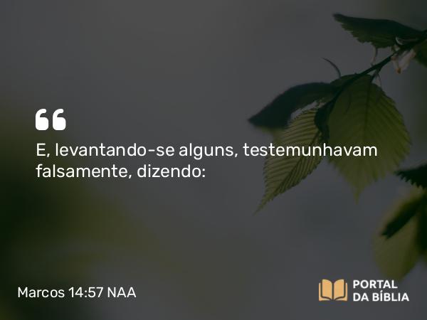 Marcos 14:57 NAA - E, levantando-se alguns, testemunhavam falsamente, dizendo: