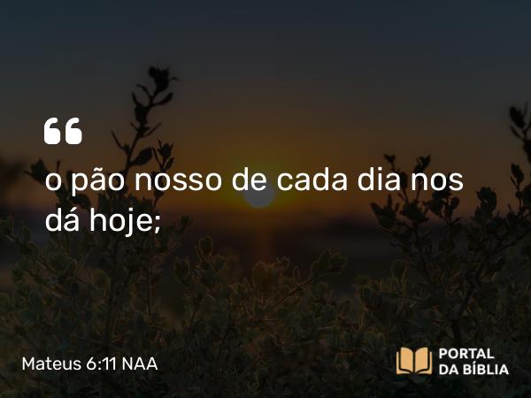 Mateus 6:11 NAA - o pão nosso de cada dia nos dá hoje;