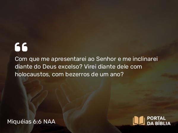 Miquéias 6:6-8 NAA - Com que me apresentarei ao Senhor e me inclinarei diante do Deus excelso? Virei diante dele com holocaustos, com bezerros de um ano?