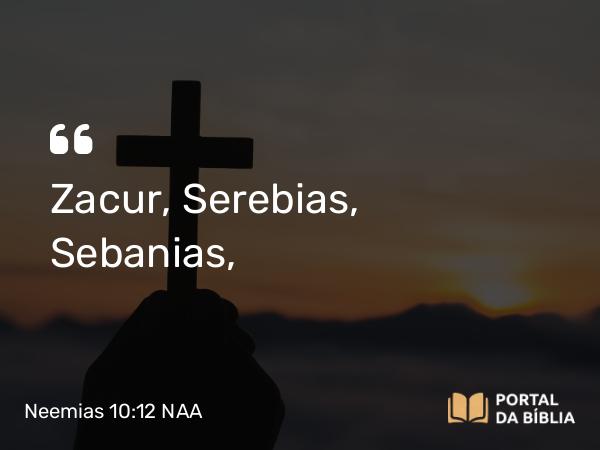 Neemias 10:12 NAA - Zacur, Serebias, Sebanias,