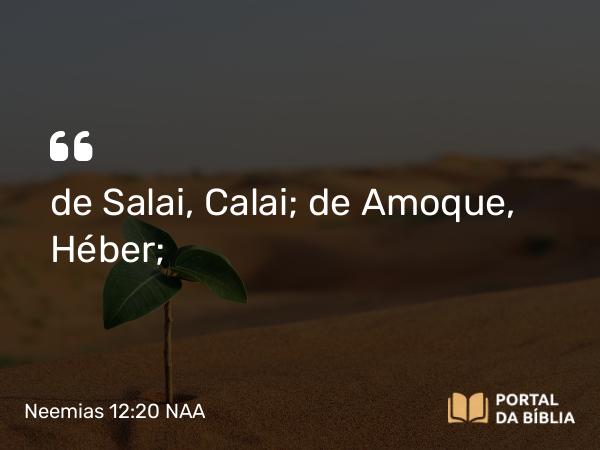 Neemias 12:20 NAA - de Salai, Calai; de Amoque, Héber;