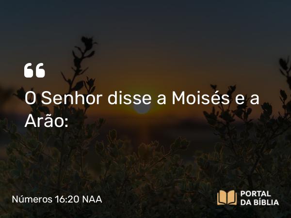 Números 16:20 NAA - O Senhor disse a Moisés e a Arão: