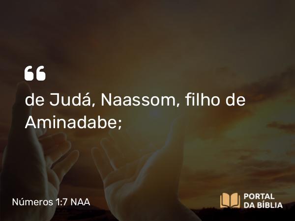 Números 1:7 NAA - de Judá, Naassom, filho de Aminadabe;