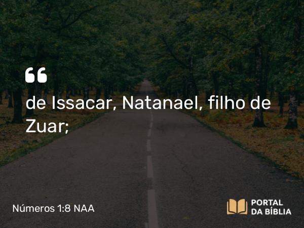 Números 1:8 NAA - de Issacar, Natanael, filho de Zuar;