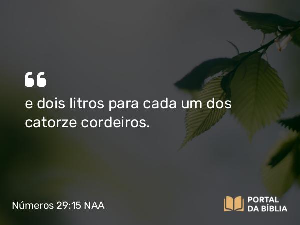 Números 29:15 NAA - e dois litros para cada um dos catorze cordeiros.