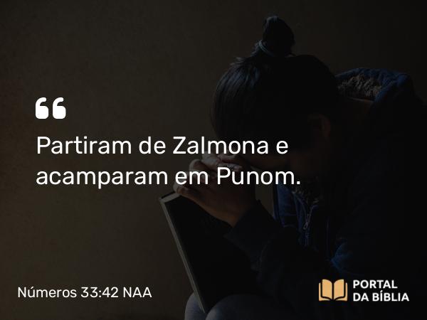 Números 33:42 NAA - Partiram de Zalmona e acamparam em Punom.