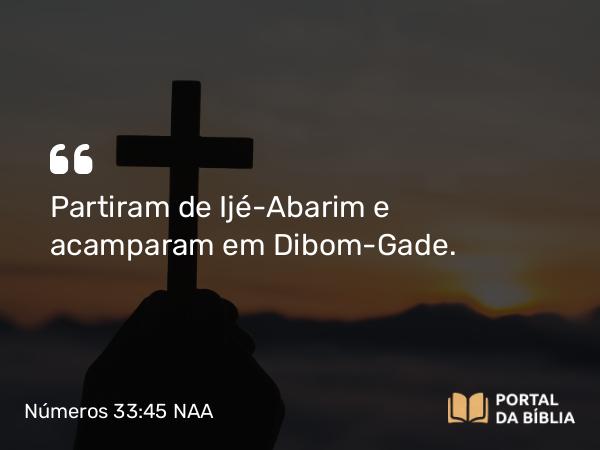 Números 33:45-46 NAA - Partiram de Ijé-Abarim e acamparam em Dibom-Gade.