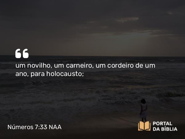 Números 7:33 NAA - um novilho, um carneiro, um cordeiro de um ano, para holocausto;