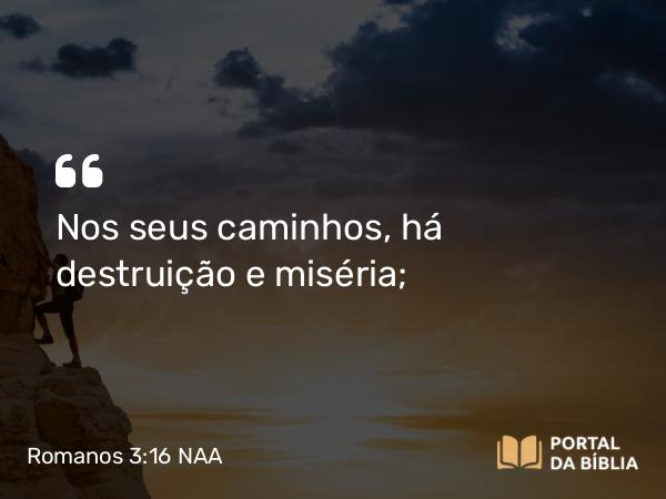 Romanos 3:16 NAA - Nos seus caminhos, há destruição e miséria;