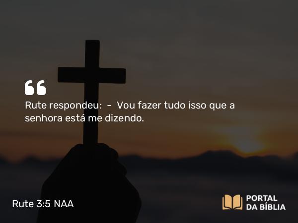 Rute 3:5 NAA - Rute respondeu: — Vou fazer tudo isso que a senhora está me dizendo.