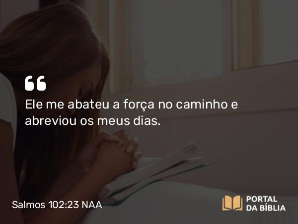 Salmos 102:23 NAA - Ele me abateu a força no caminho e abreviou os meus dias.