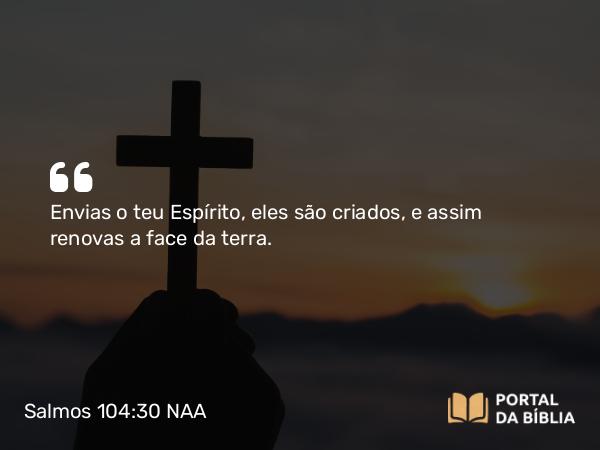 Salmos 104:30 NAA - Envias o teu Espírito, eles são criados, e assim renovas a face da terra.