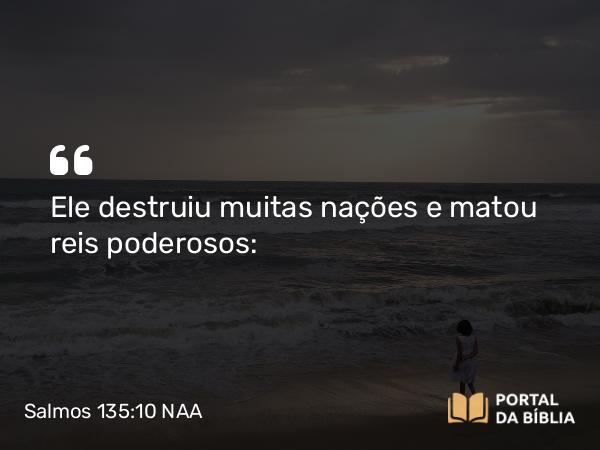 Salmos 135:10 NAA - Ele destruiu muitas nações e matou reis poderosos: