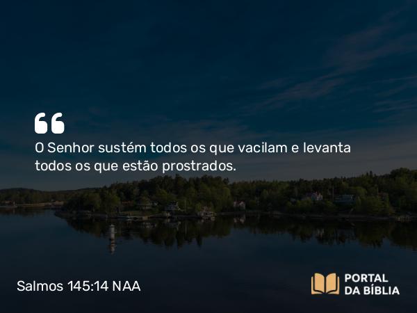 Salmos 145:14 NAA - O Senhor sustém todos os que vacilam e levanta todos os que estão prostrados.