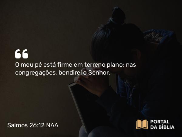 Salmos 26:12 NAA - O meu pé está firme em terreno plano; nas congregações, bendirei o Senhor.