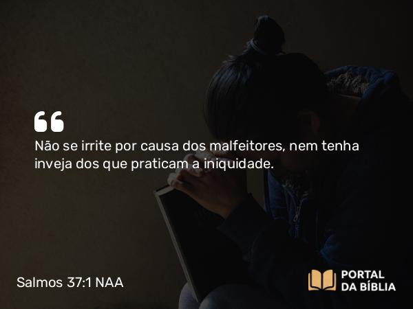 Salmos 37:1 NAA - Não se irrite por causa dos malfeitores, nem tenha inveja dos que praticam a iniquidade.