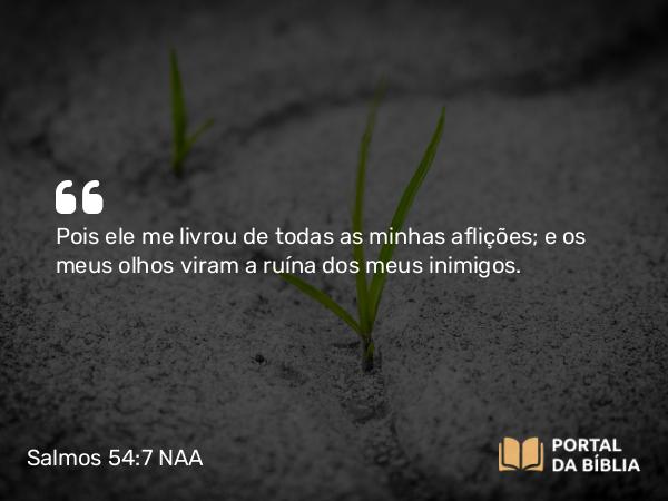 Salmos 54:7 NAA - Pois ele me livrou de todas as minhas aflições; e os meus olhos viram a ruína dos meus inimigos.